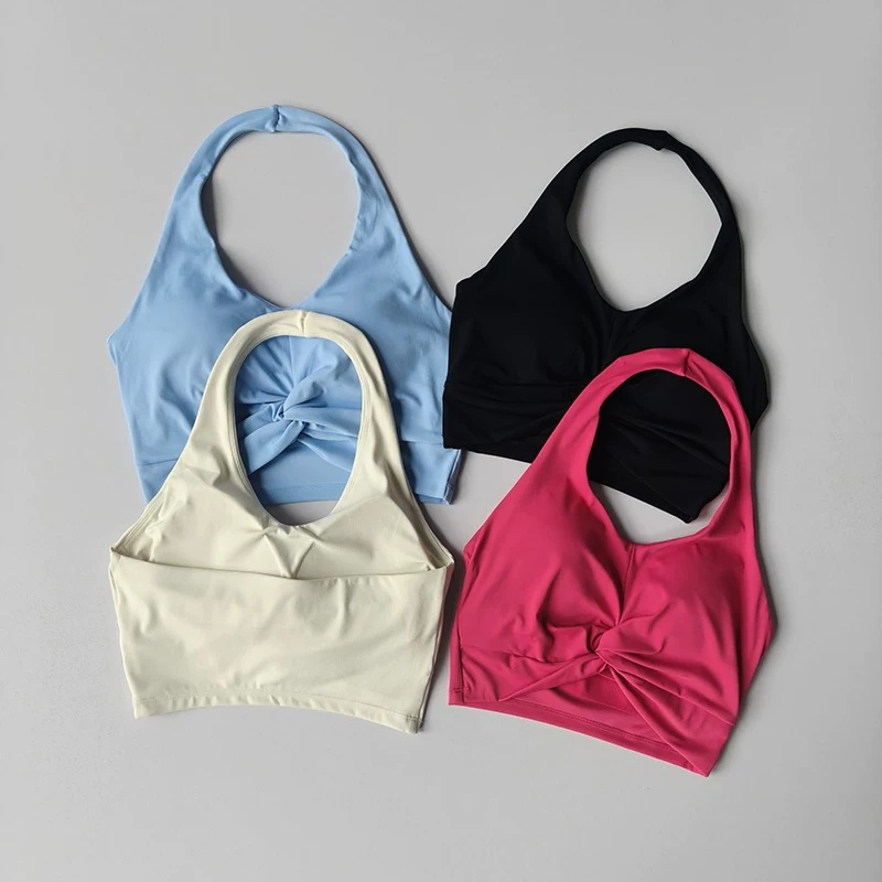 Pilate Yoga Workout - Halter Twist Sports Bra Women Fixed