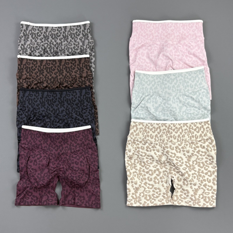 Pilate Yoga Workout - HISTELLO Gym Shorts Leopard Print Women