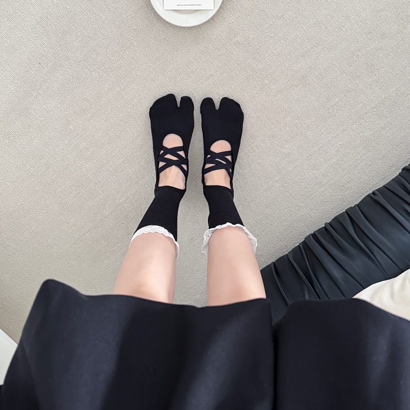 Lace Trim Split Toe Yoga Socks - Pilates & Yoga Vida review and price