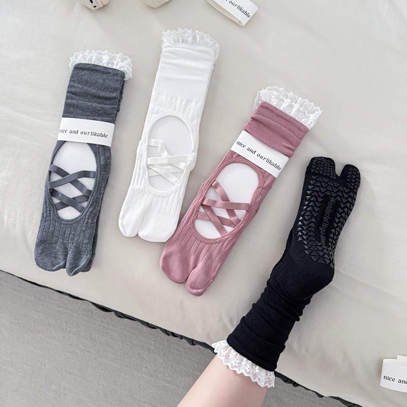 Lace Trim Split Toe Yoga Socks - Pilates & Yoga Vida review and price