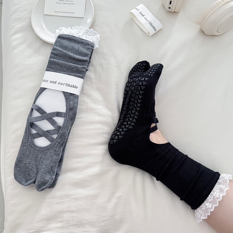 Lace Trim Split Toe Yoga Socks - Pilates & Yoga Vida review and price