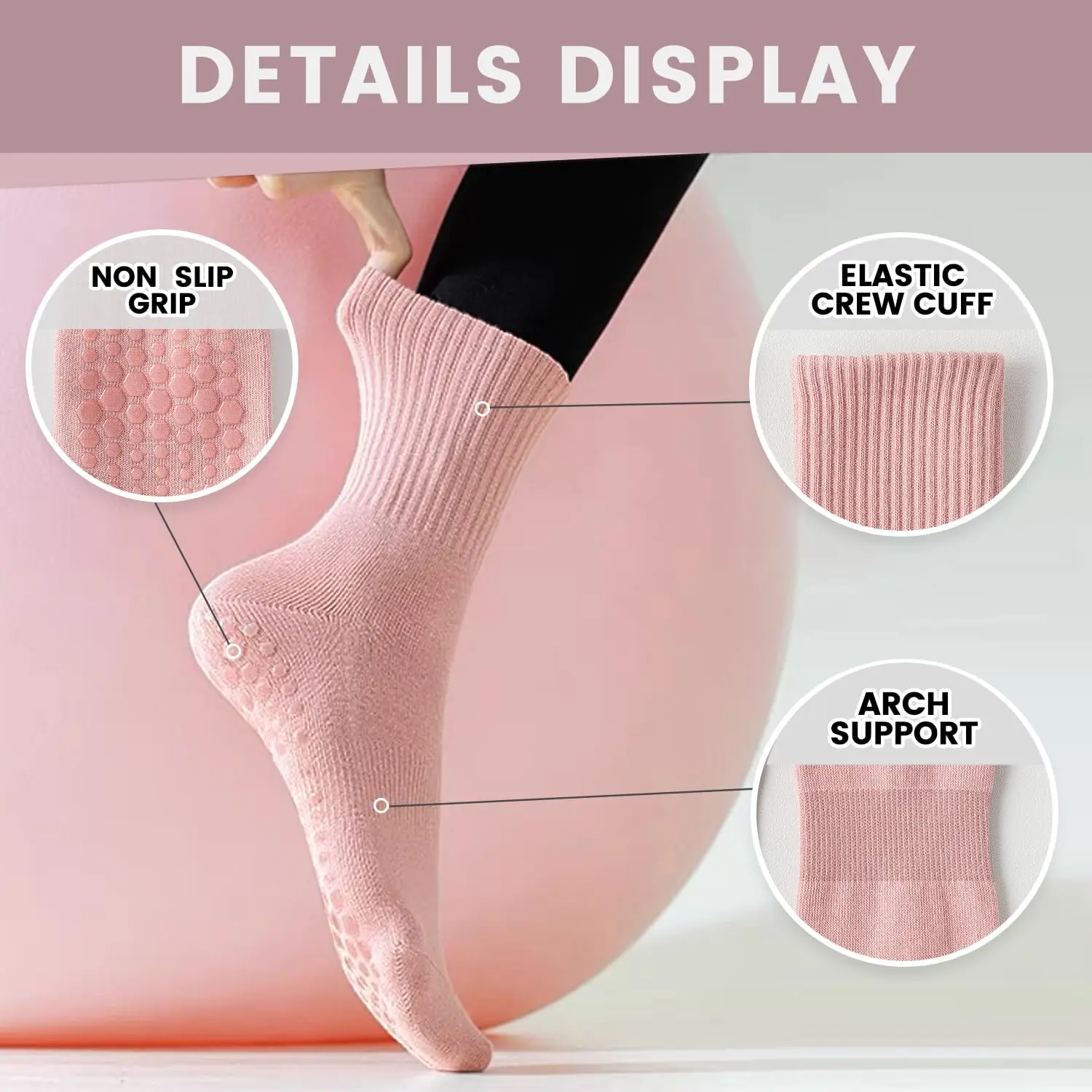 4 pairs of women's yoga socks, - Pilates & Yoga Vida review and price
