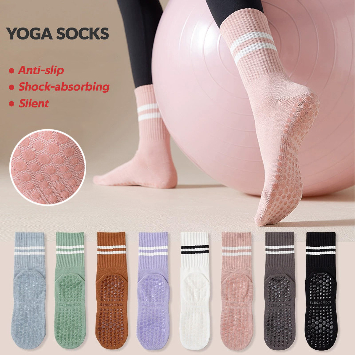 3 Pairs Long Yoga Socks with G - Medias Para Pilates Y Yoga review and price